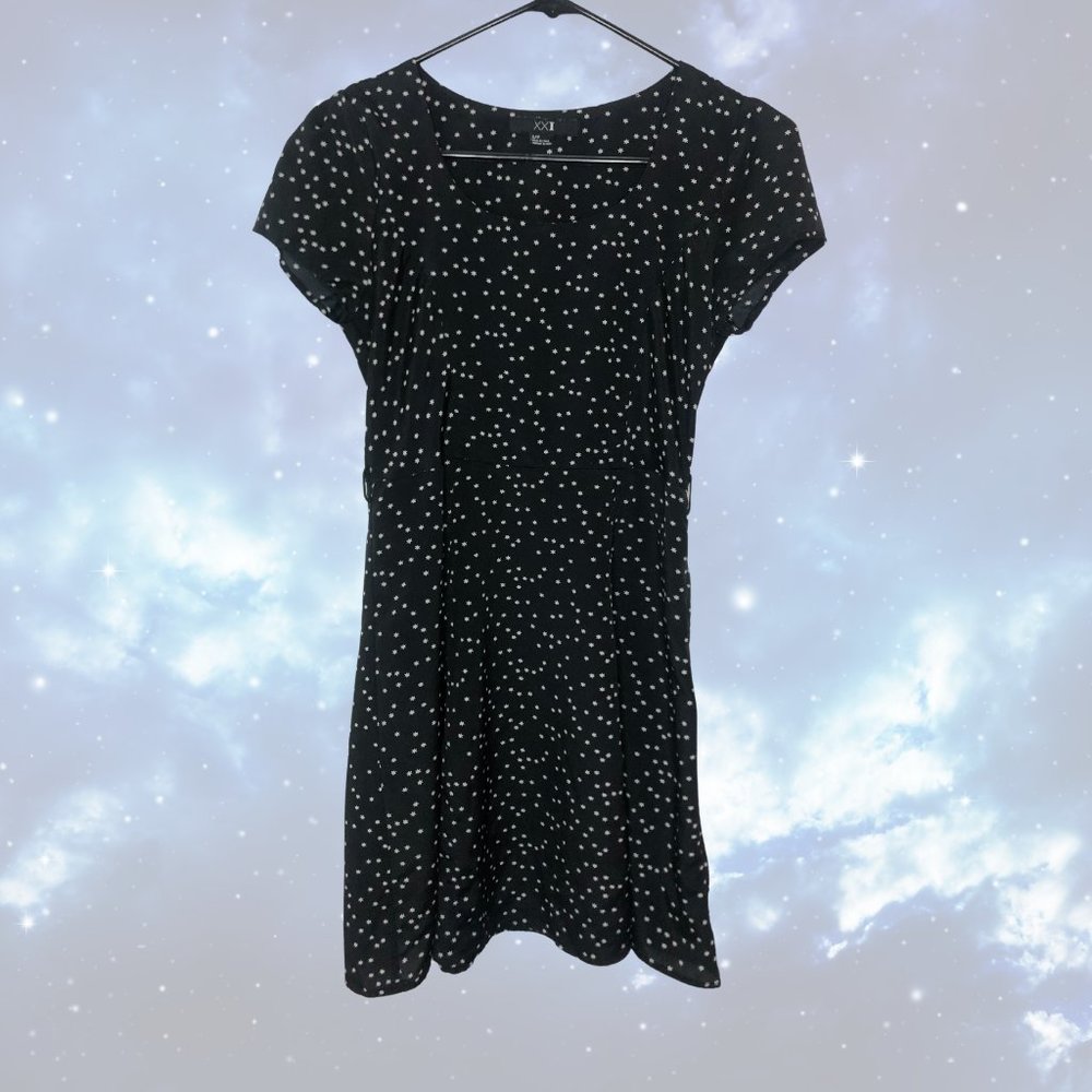 XXI Babydoll Black Dress with Stars - Small